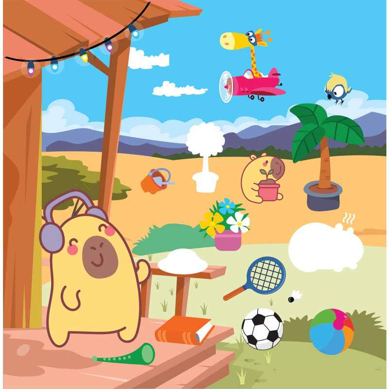 Sticker Capybara - Tìm Vật Ẩn Giấu - Vương Quốc Đồ Chơi