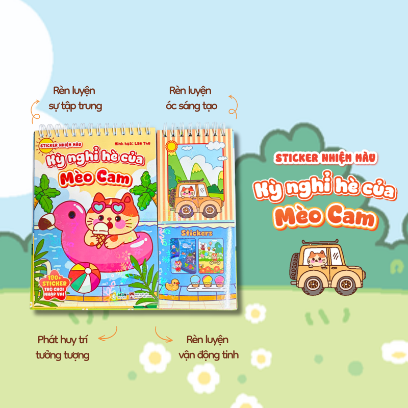 Sticker Nhiệm Màu - Kỳ Nghỉ Hè Của Mèo Cam