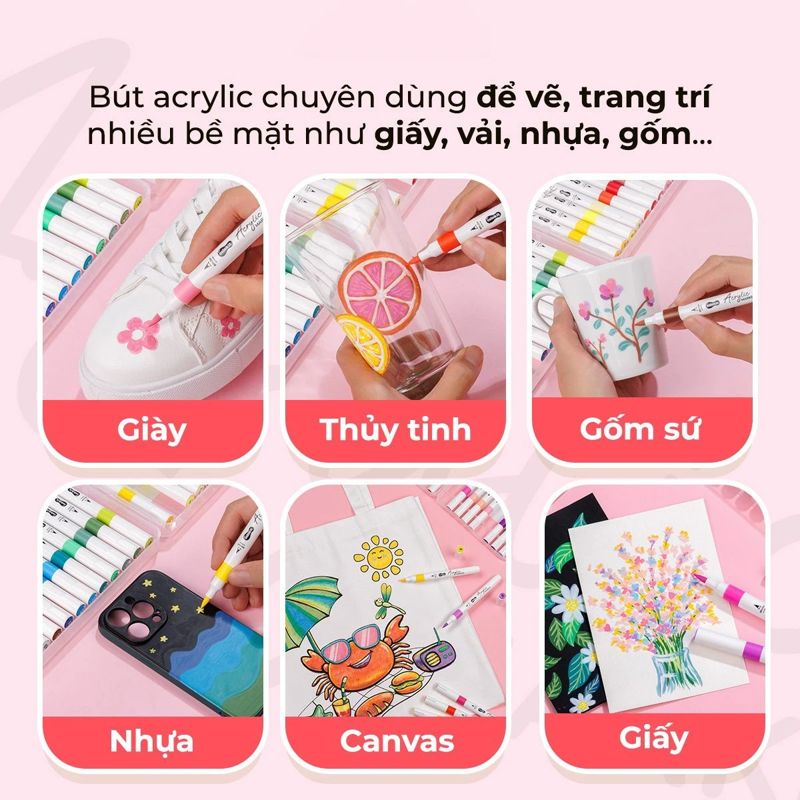 Hộp 48 Bút Lông Màu Colokit Acrylic 1 Đầu Brush ACM-C023