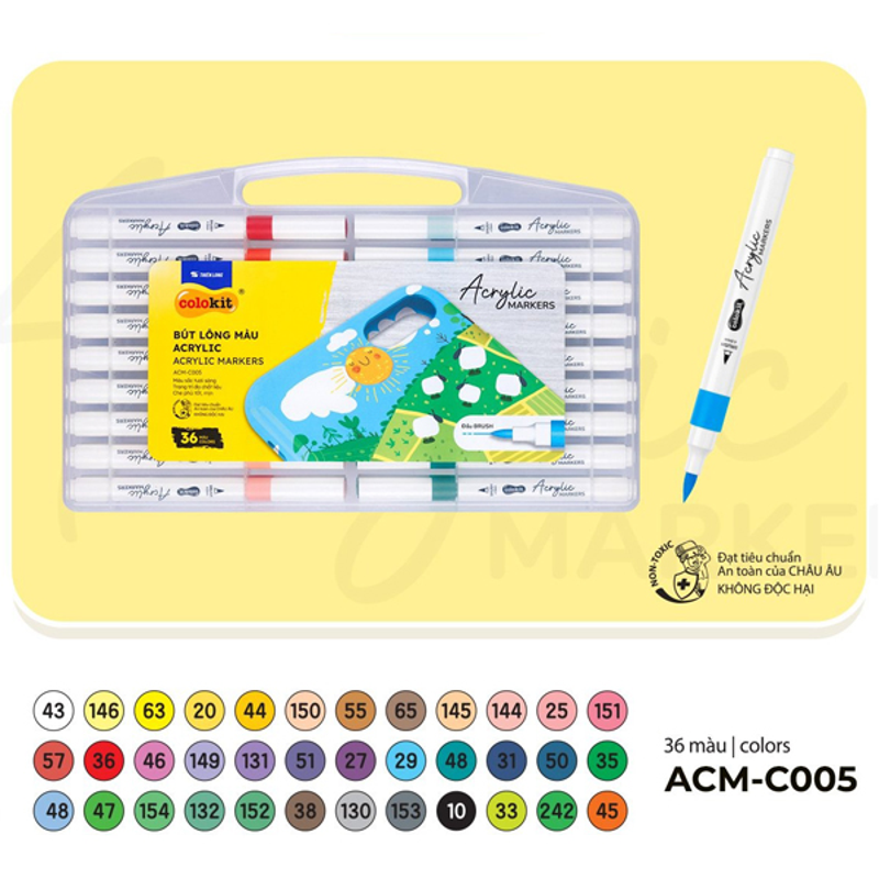 Hộp 48 Bút Lông Màu Colokit Acrylic 1 Đầu Brush ACM-C023
