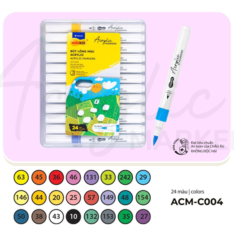 Hộp 60 Bút Lông Màu Colokit Acrylic 1 Đầu Brush ACM-C024