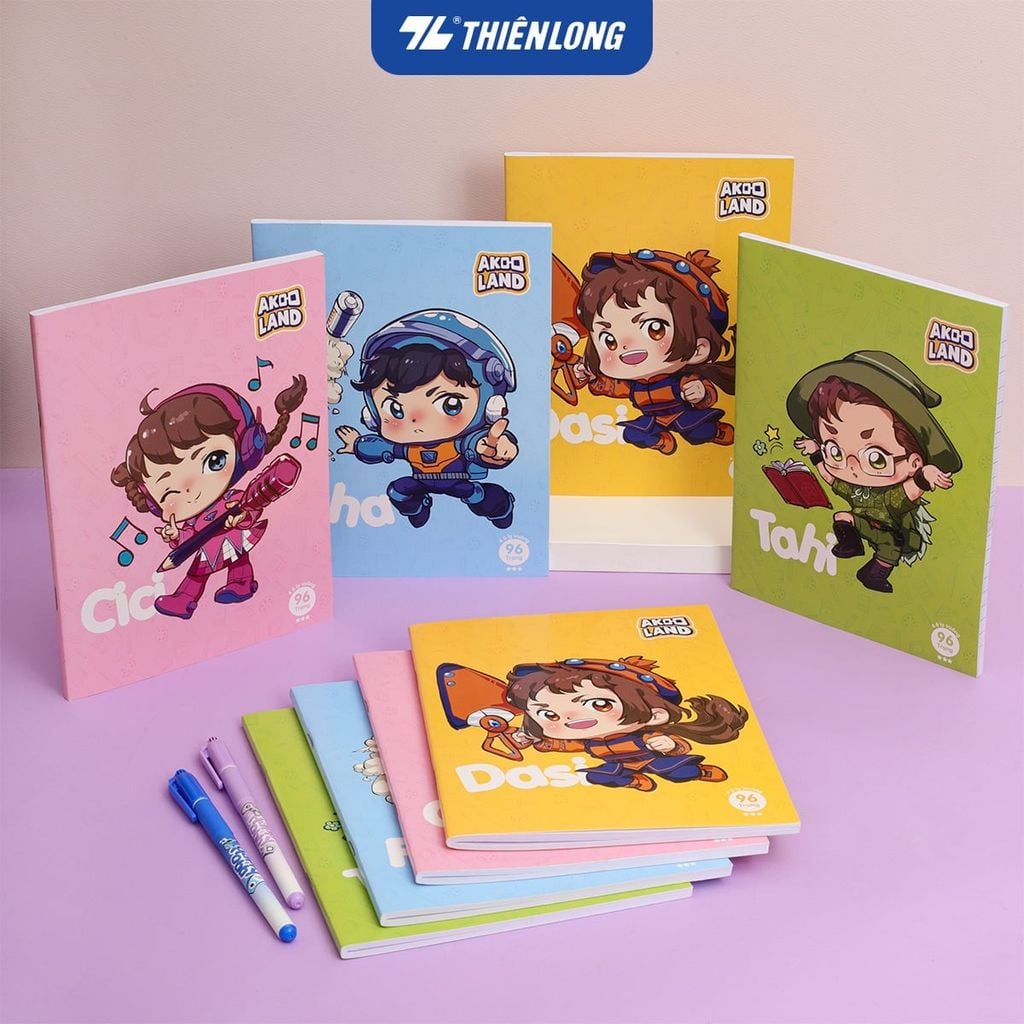 Tập Thiên Long Akooland 96tr ĐL80g 4 Ôly Vuông NB-053/AK