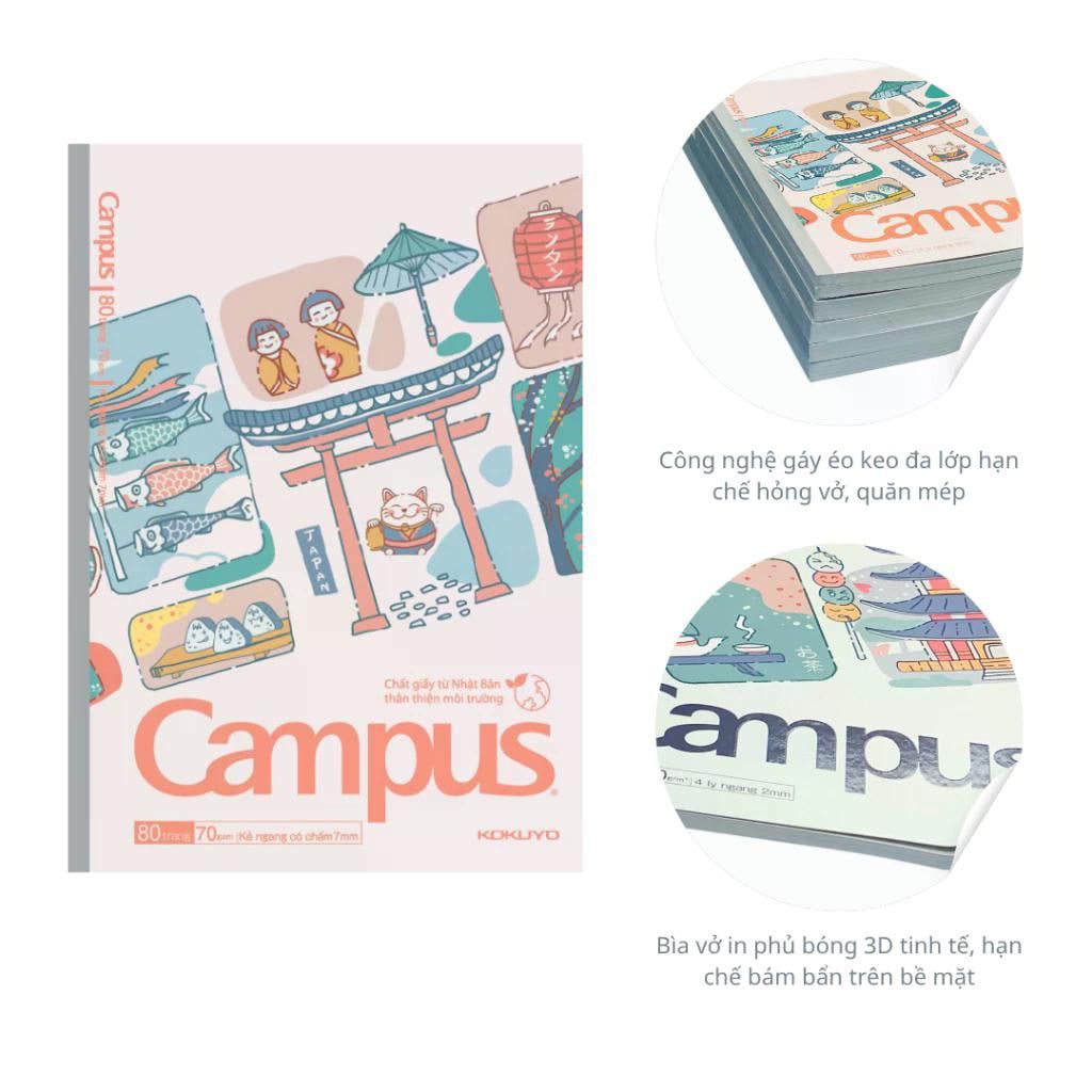 Tập Học Sinh 120tr Campus - Giấy Nhật A5 DL70gsm Kẻ Ngang Có Chấm B5DL120JP-01 (Giao mẫu ngẫu nhiên)