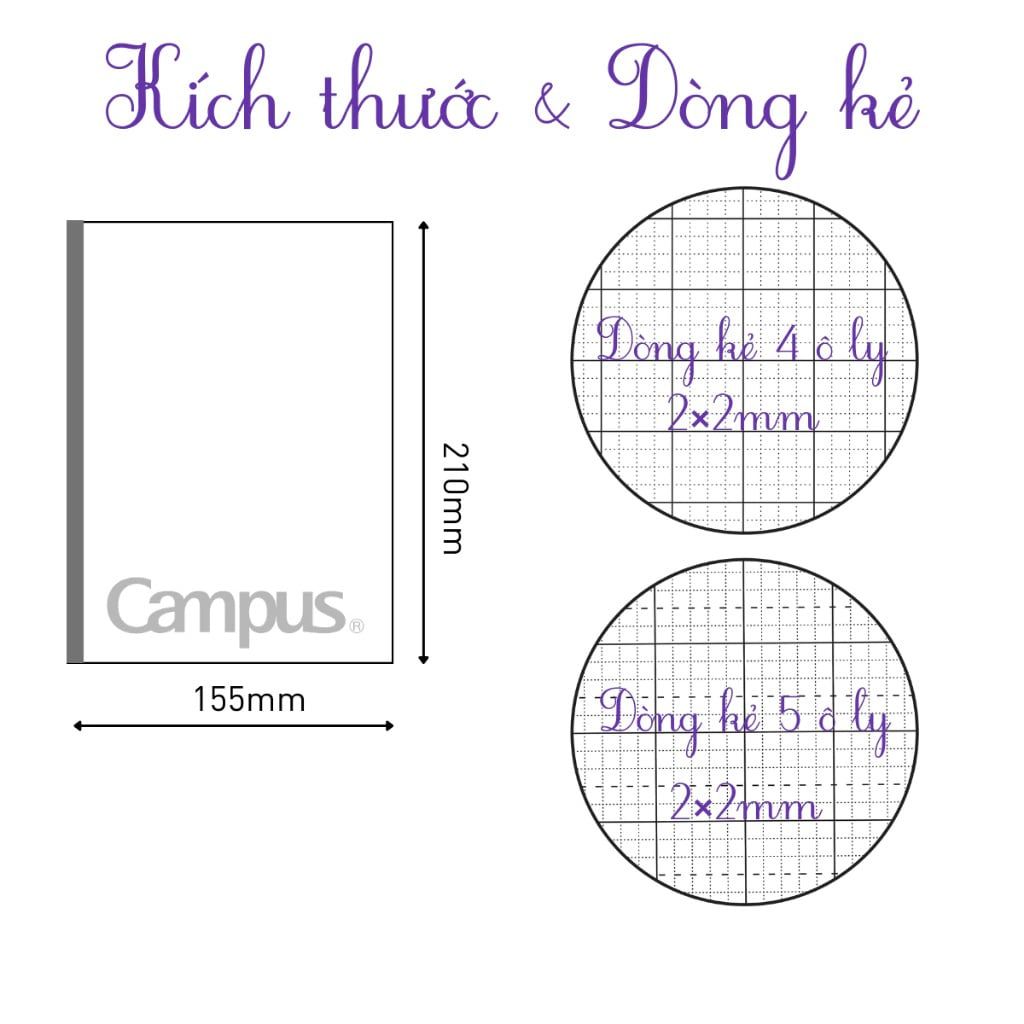 Tập Học Sinh 96tr Campus – Animals Camp A5 DL100gsm 5 Ô Ly Vuông (Giao mẫu ngẫu nhiên)