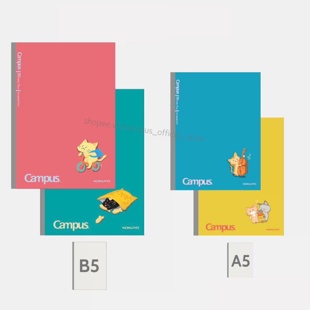 Tập Học Sinh 96tr Campus – Cat's Daily Life A5 DL70gsm 4 Ly Ngang A5LY96CAT (Giao mẫu ngẫu nhiên)