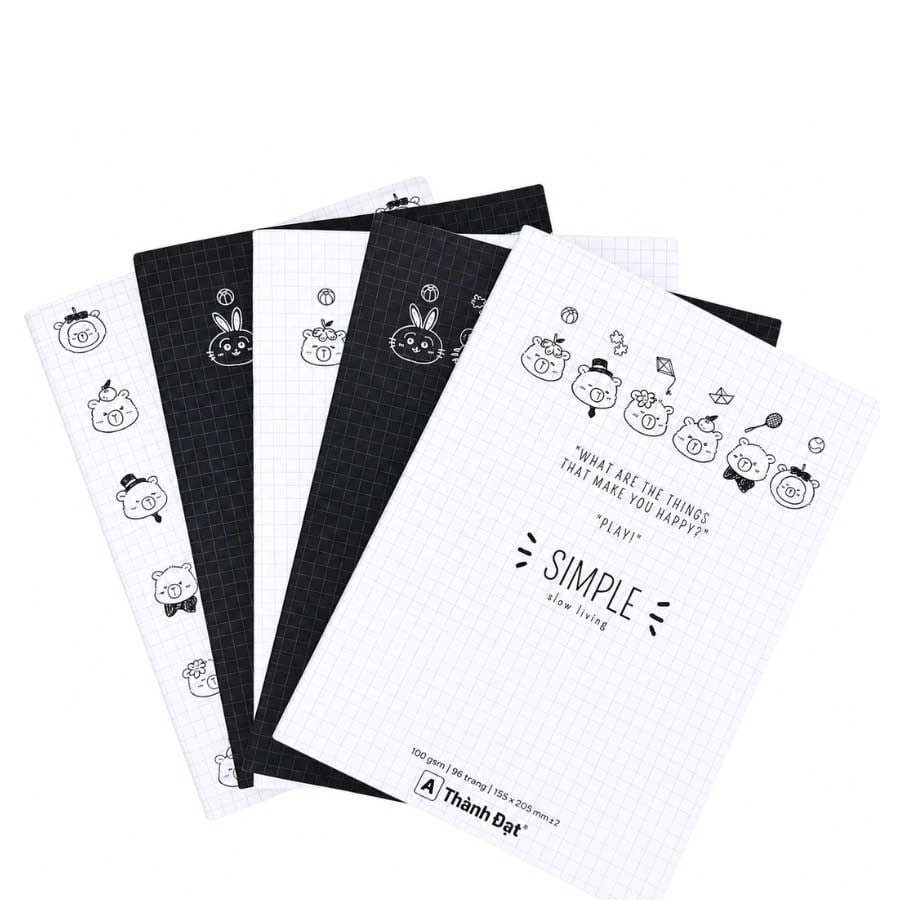 Tập Học Sinh 96tr Thành Đạt - Simple A5 ĐL100gsm 4oly (Giao mẫu ngẫu nhiên)