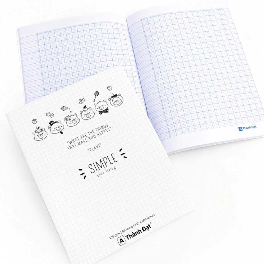Tập Học Sinh 96tr Thành Đạt - Simple A5 ĐL100gsm 4oly (Giao mẫu ngẫu nhiên)