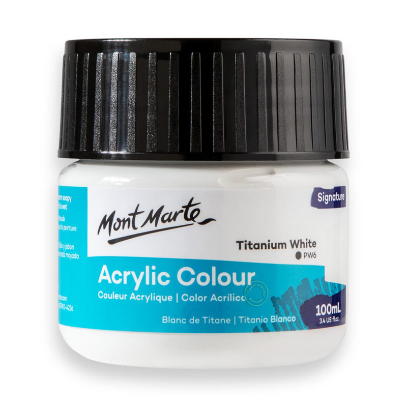 Mont Marte - Màu Vẽ Acrylic 100ml - Titanium White - MSCH1001