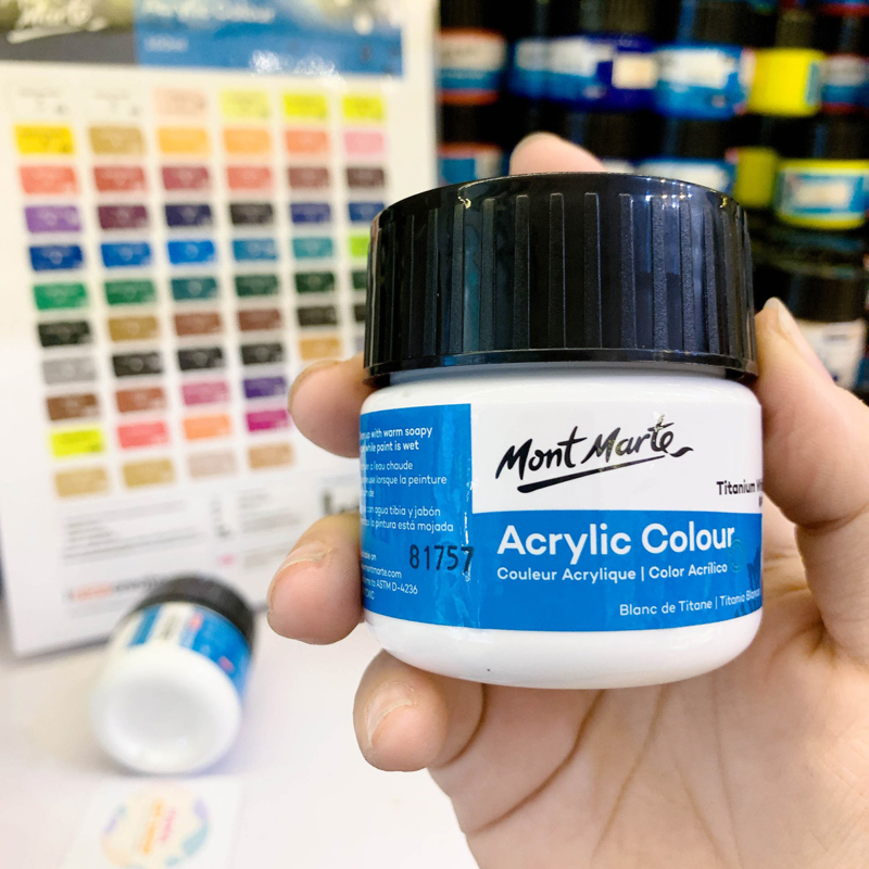 Mont Marte - Màu Vẽ Acrylic 100ml - Titanium White - MSCH1001