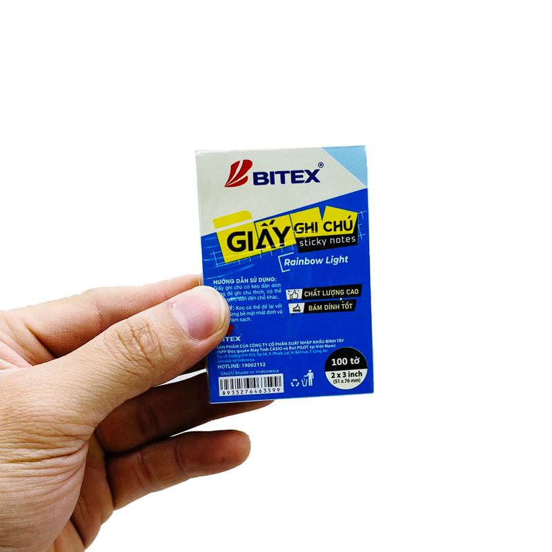 Bitex - Túi Giấy Ghi Chú 100 Tờ 3x2inch SN01 Màu Rainbow