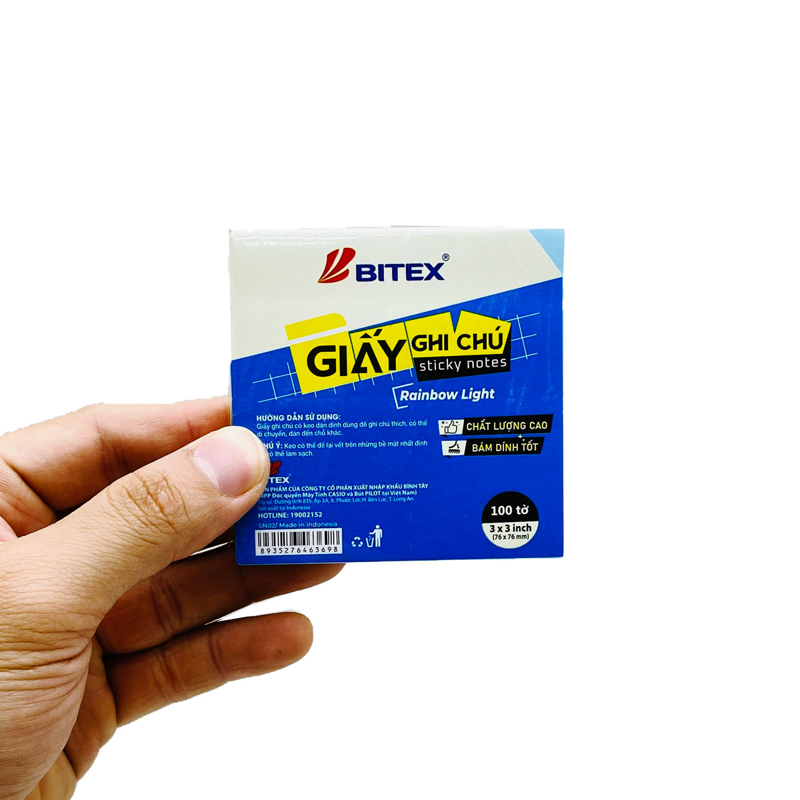 Bitex - Túi Giấy Ghi Chú 100 Tờ 3x3inch SN02 Màu Rainbow