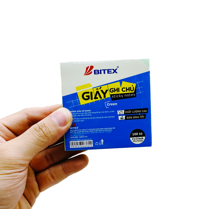 Bitex - Túi Giấy Ghi Chú 100 Tờ 3x3inch SN02 Màu Xanh Lá