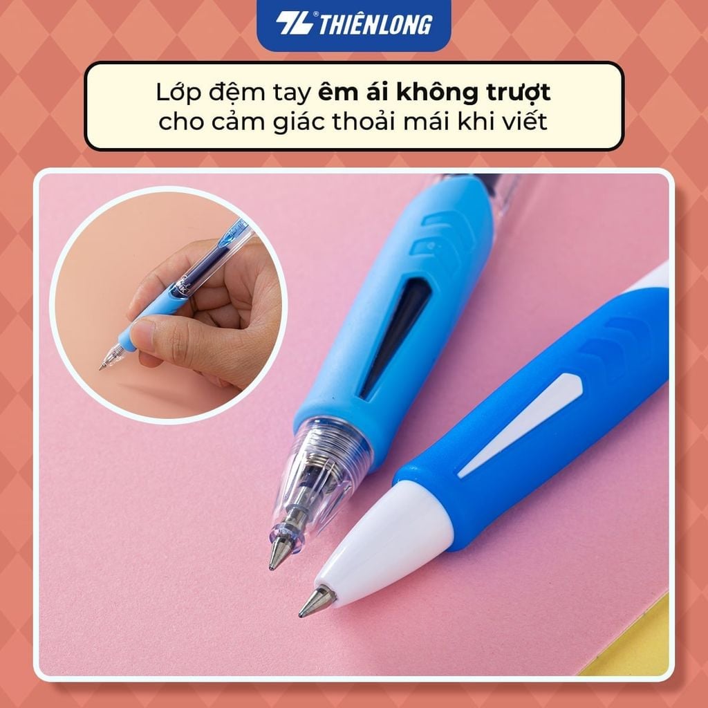 Bút Gel Thiên Long GEL-129/PLUS Thân Trắng Mực Xanh
