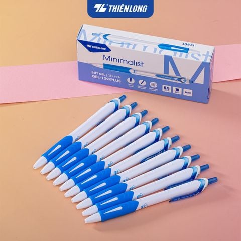Bút Gel Thiên Long GEL-129/PLUS Thân Trắng Mực Đen