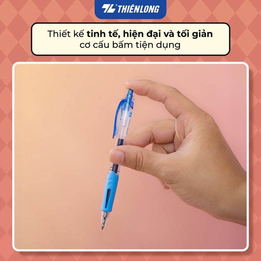 Bút Gel Thiên Long GEL-129/PLUS Thân Trong Mực Đen