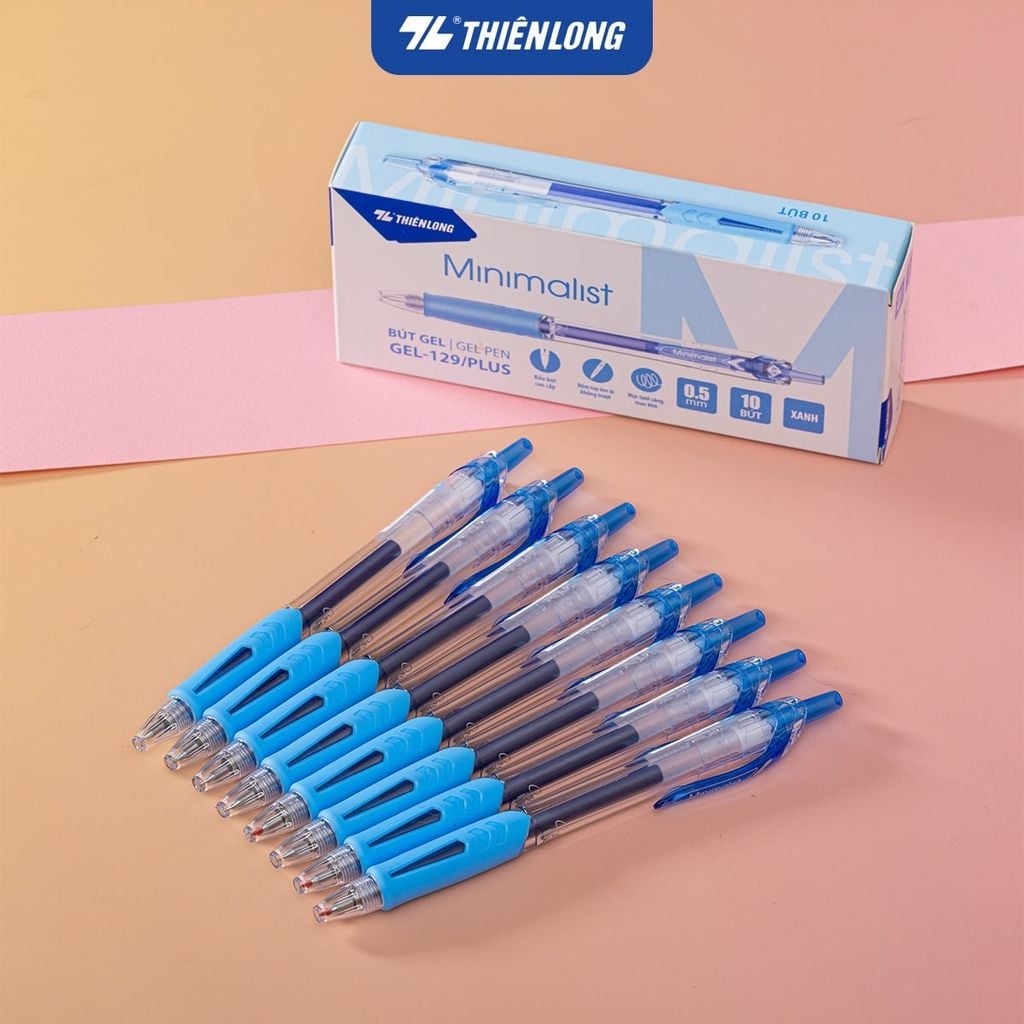 Bút Gel Thiên Long GEL-129/PLUS Thân Trong Mực Đen
