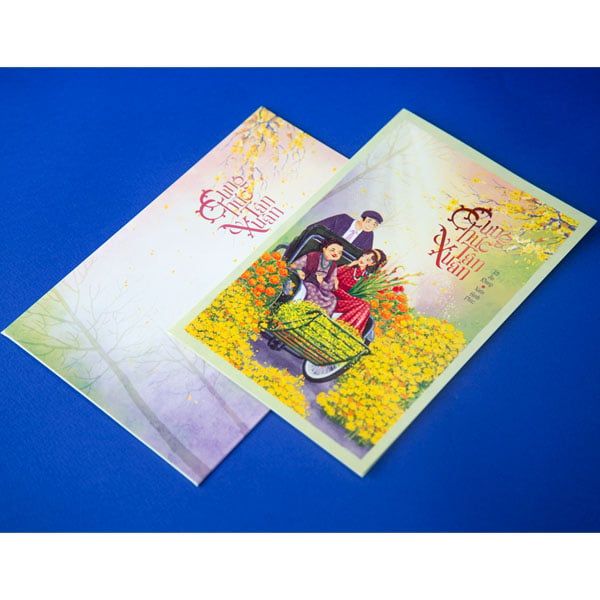 Thiệp Xuân Hoạt Động Ngày Tết Màu Vàng