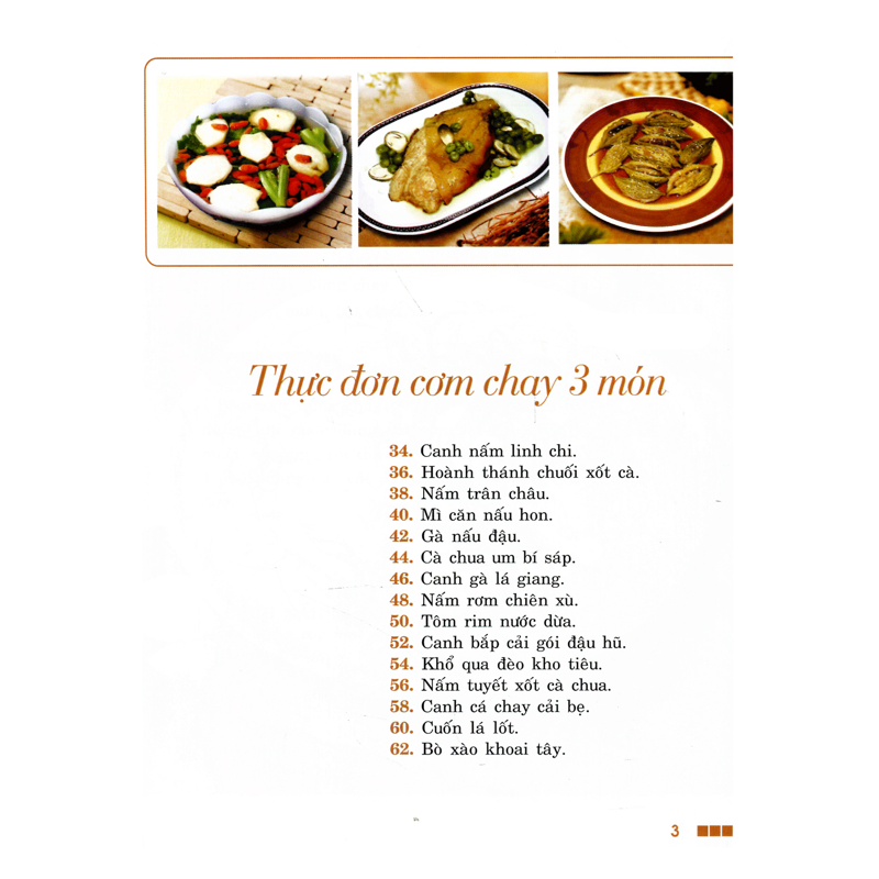 Thực Đơn Cơm Chay 3 Món-Cấm Vân (4 Màu)