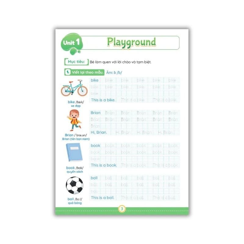 Tiếng Anh Lớp 1 Notebook - Bài Tập Luyện Viết Từ Vựng Và Ngữ Pháp