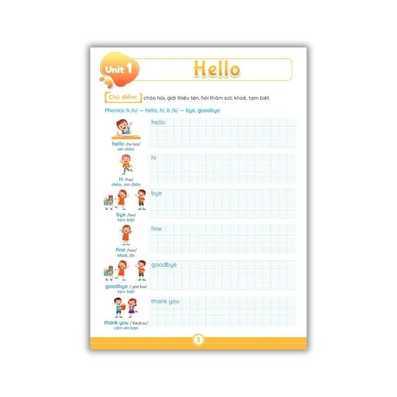 Tiếng Anh Lớp 3 Notebook - Bài Tập Luyện Viết Từ Vựng Và Ngữ Pháp