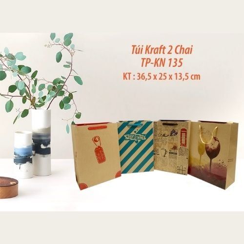TK12-Túi Kraft 2 Chai-36,5X25X13.5Cm (P.Hoàng)
