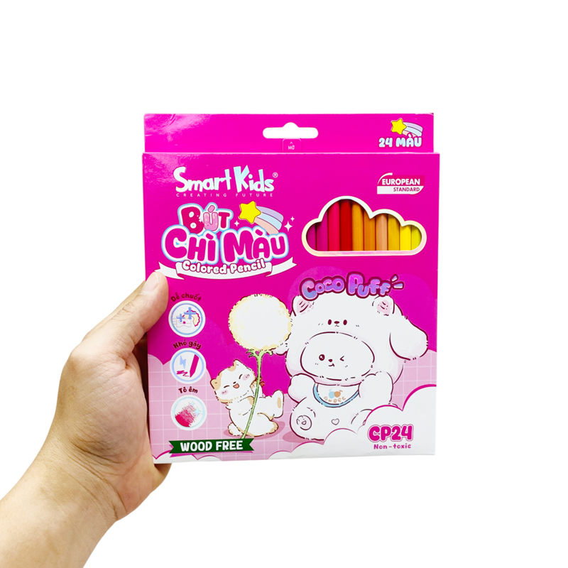 Smartkids - Hộp Bút Chì 24 Màu Woodfree Coco Puff CP24
