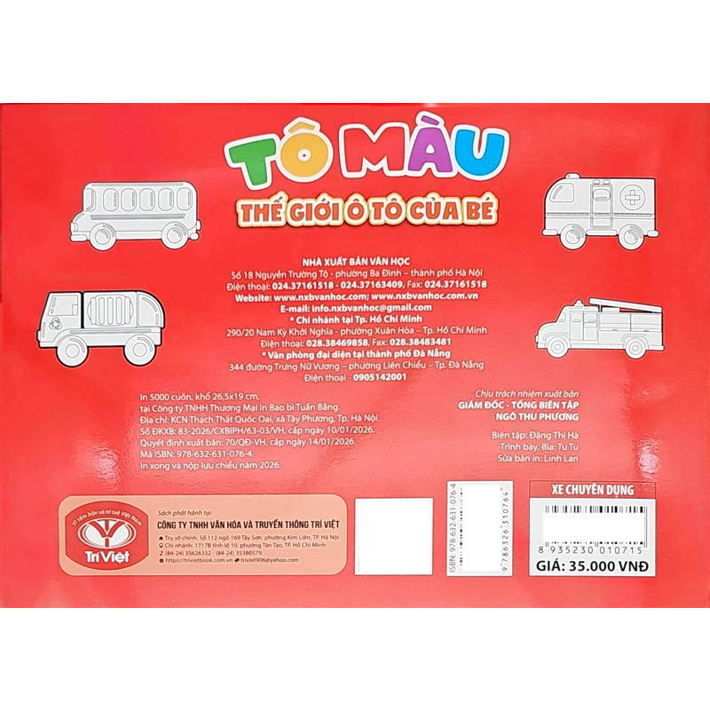 Tô Màu Thế Giới Ô Tô Của Bé - Xe Chuyên Dụng
