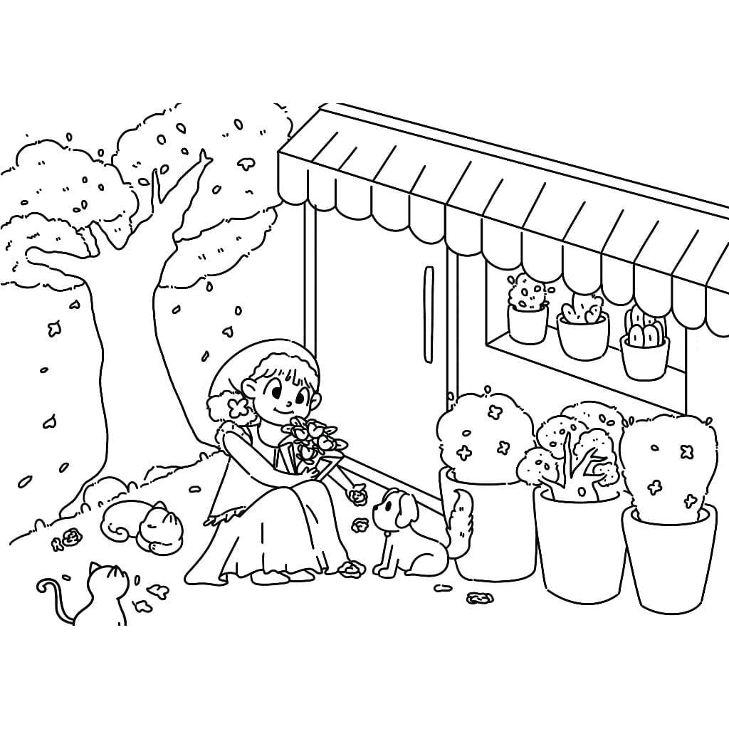 Tiệm Hoa Cũ Của Sakura (Sách tô màu)