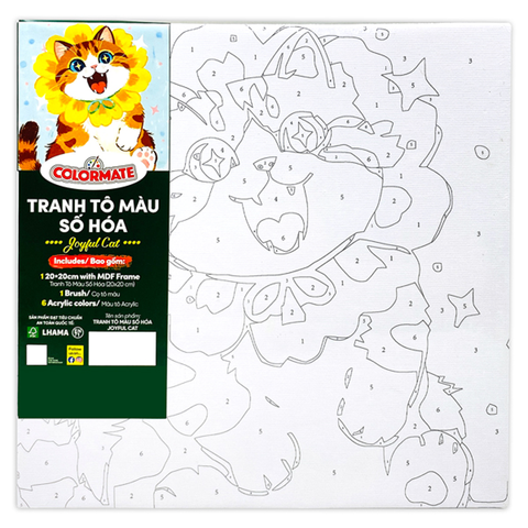 Tranh Tô Màu Số Hóa Joyful Cat 20*20(Cm)
