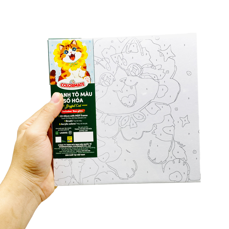 Tranh Tô Màu Số Hóa Joyful Cat 20*20(Cm)