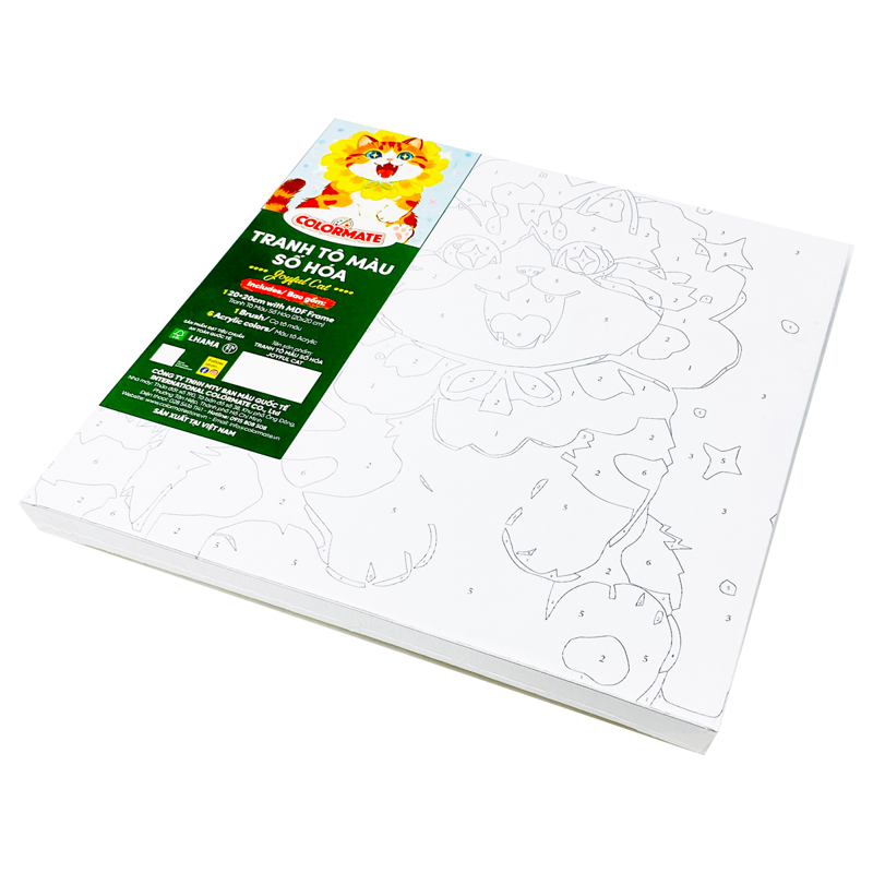 Tranh Tô Màu Số Hóa Joyful Cat 20*20(Cm)