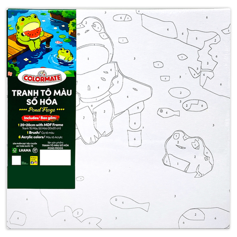 Tranh Tô Màu Số Hóa Pond Frogs 20*20(cm)