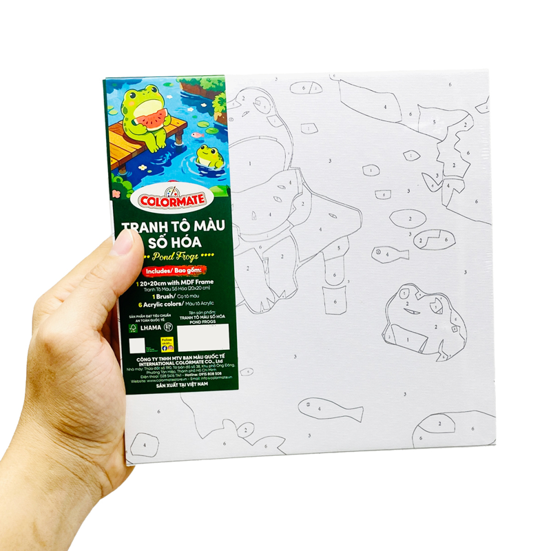 Tranh Tô Màu Số Hóa Pond Frogs 20*20(cm)