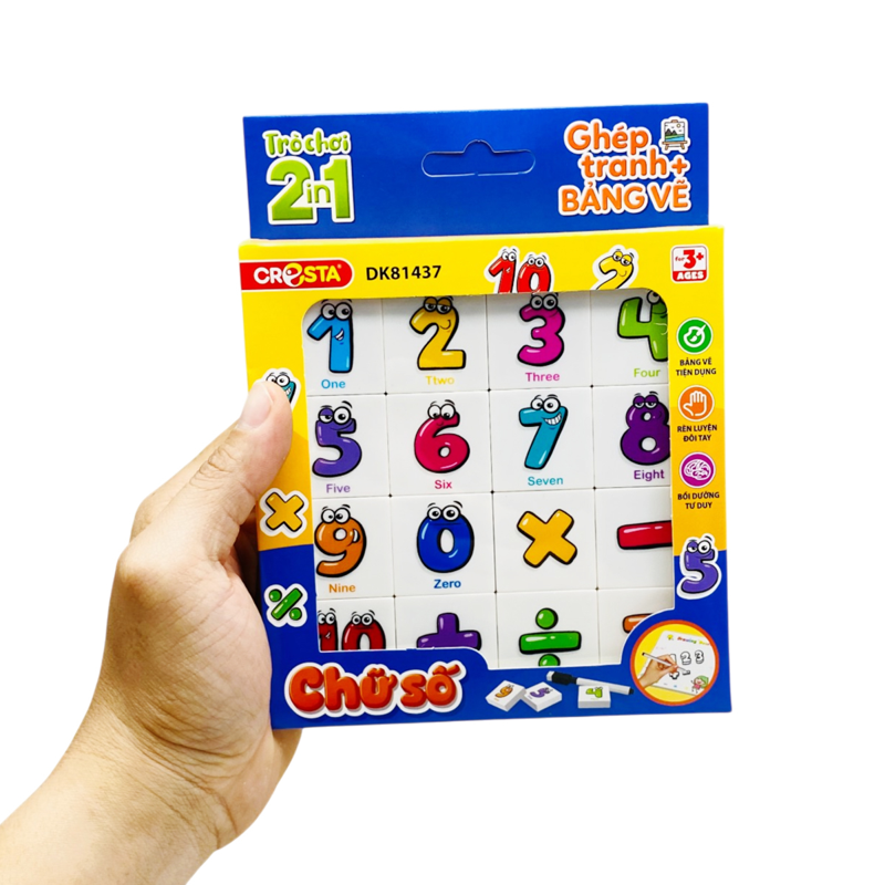 Trò Chơi 2 in 1 Ghép Tranh + Bảng Vẽ Chữ Số Dk81437 (Duka)