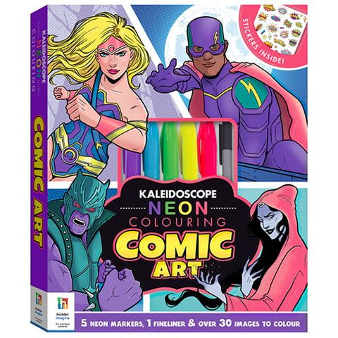 Kaleidoscope Neon Colouring Kit: Comic Art