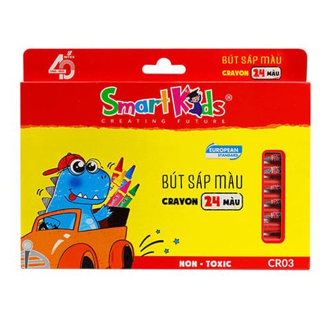 Hộp 24 Bút Màu Sáp Dino - Smartkids CR03