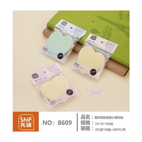 Giấy Note Trái Tim 7.2*7.2Cm 100 Tờ 8609 H/20