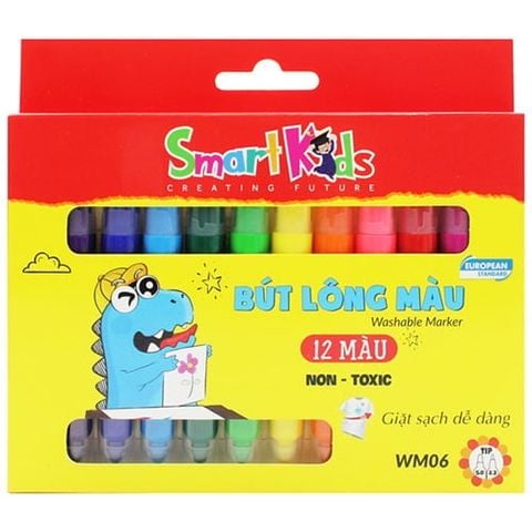 Hộp 12 Bút Lông Màu Rửa Được - Smart Kids WM06
