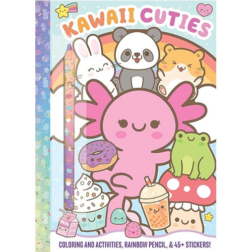 Kawaii Cuties: Coloring Book with Rainbow Pencil