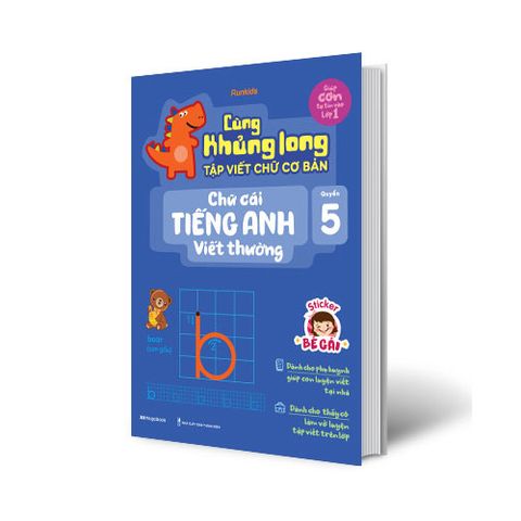 Cùng Khủng Long Tập Viết Chữ Cơ Bản - Quyển 5: Chữ Cái Tiếng Anh Viết Thường (Sticker bé gái)