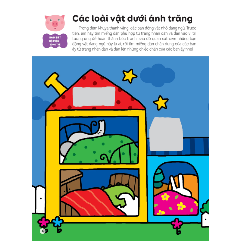 Hình Dán Thông Minh Giúp Bé Làm Quen Với Toán Học - Các Loài Vật Dưới Ánh Trăng