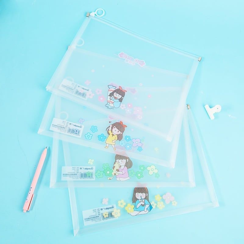 Guangbo - Bìa Nhựa Khóa Kéo H03116 A4 Girls