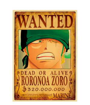 Poster Truy Nã Roronoa Zoro - ONE PIECE