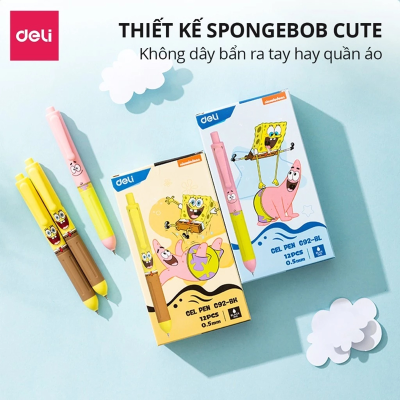 Bút Gel Màu Đen Hình Bọt Biển Deli - EG92-BK