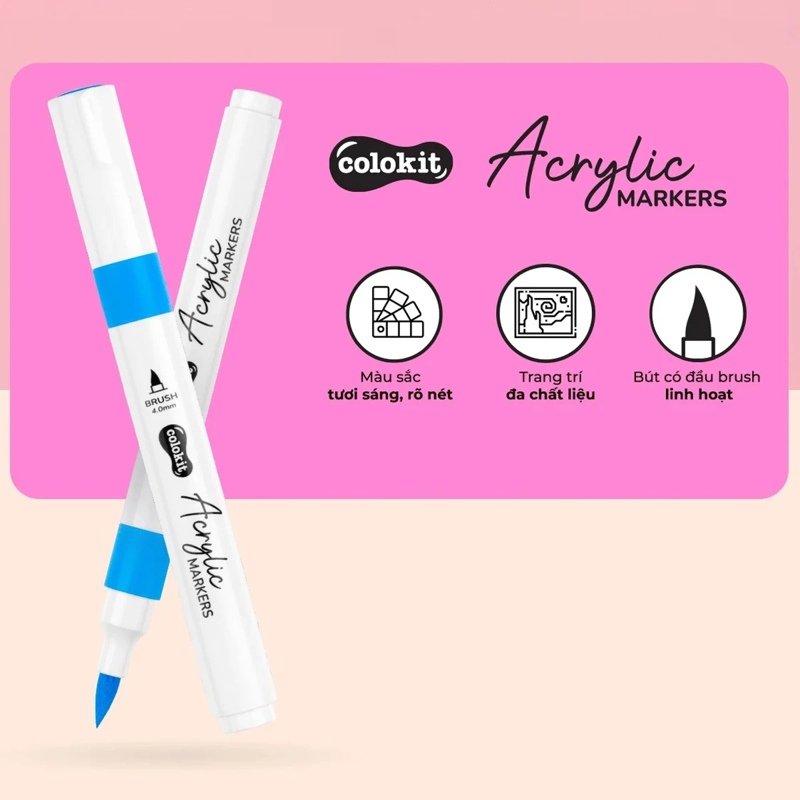 Hộp 60 Bút Lông Màu Colokit Acrylic 1 Đầu Brush ACM-C024