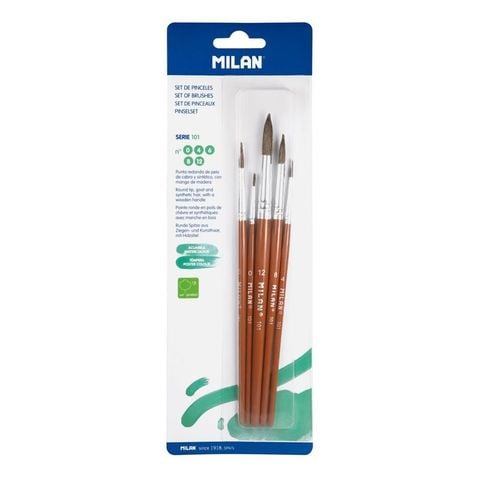 Vỉ 5 Cây Cọ Vẽ Milan 101/0,4,6,8,12 BWM10461