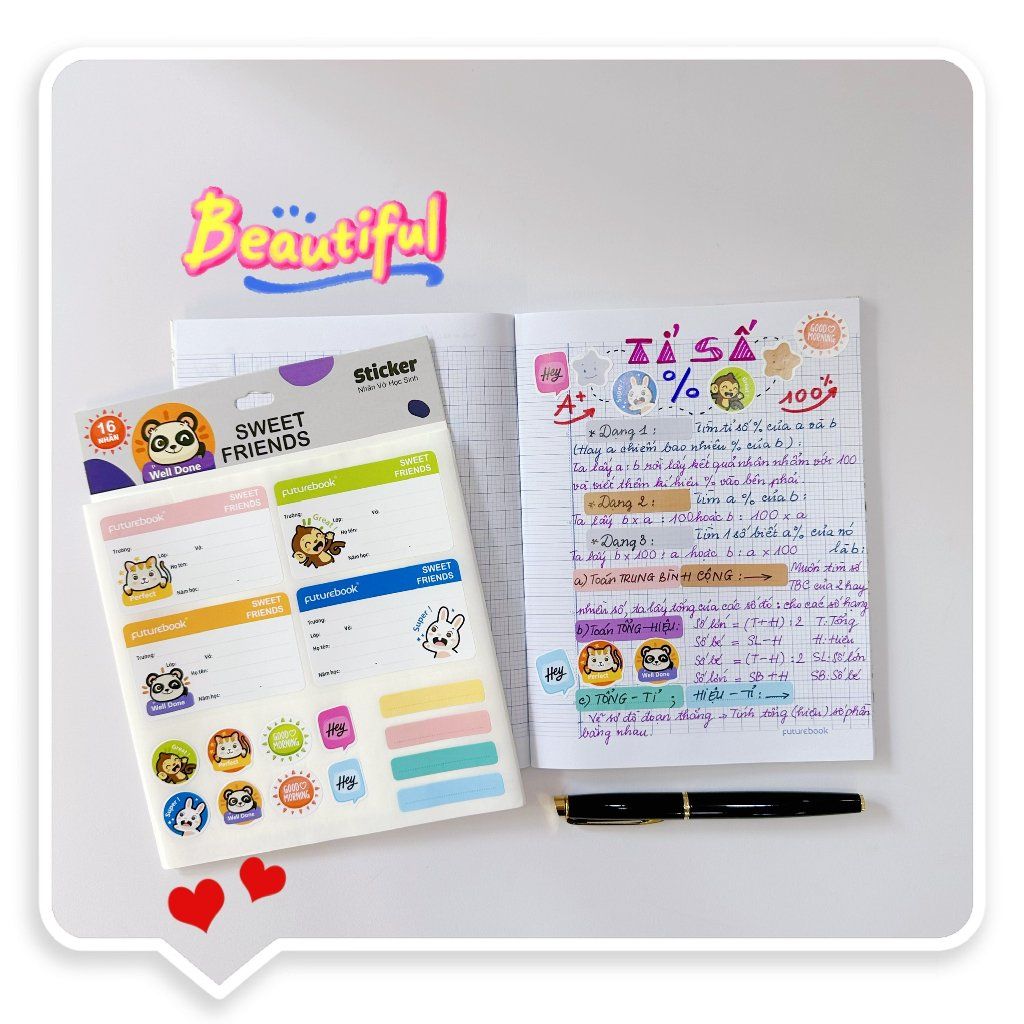 Nhãn Vở Học Sinh Sweet Friends Kèm Sticker - futurebook N103