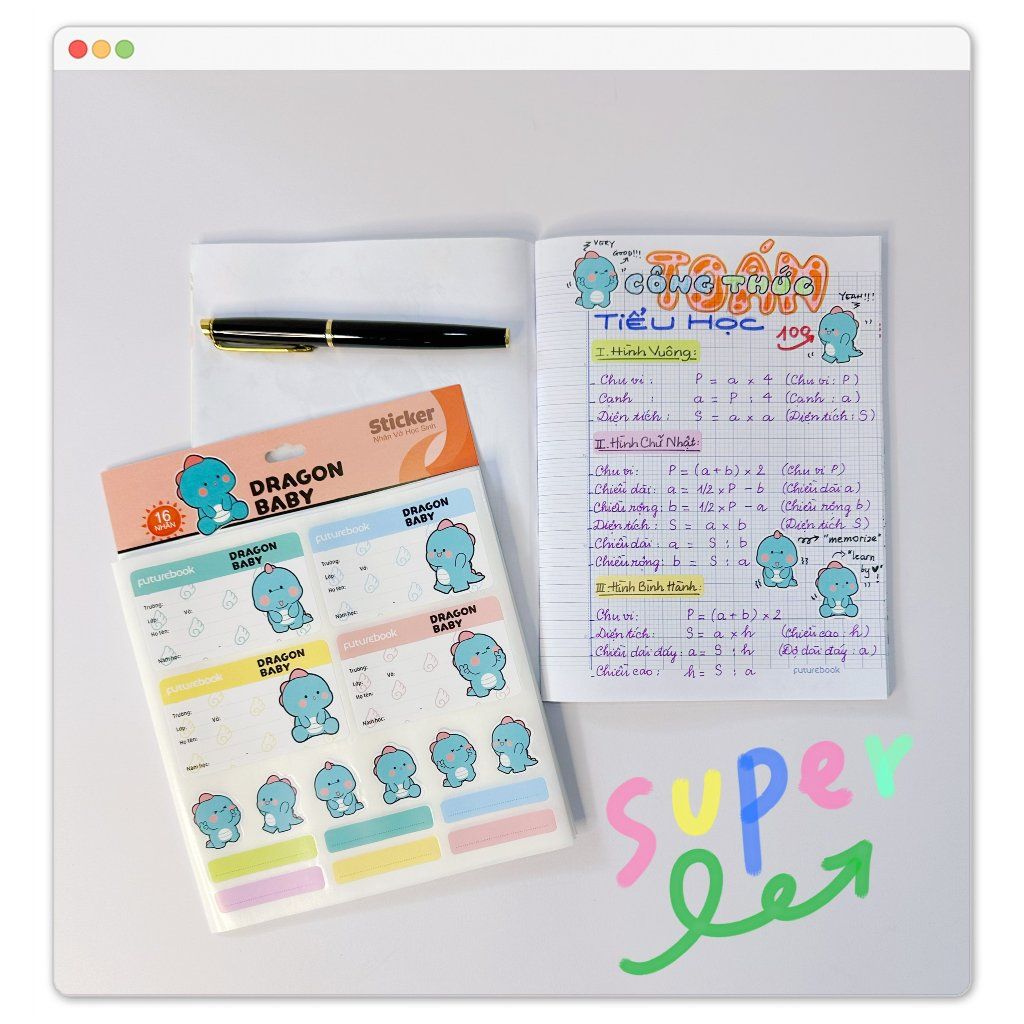 Nhãn Vở Học Sinh Dragon Baby Kèm Sticker - futurebook N101