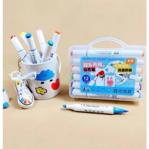 Hộp Bút Màu Vẽ Acrylic Marker Cao Cấp M05-12 (2 Đầu)(0061-Ht)