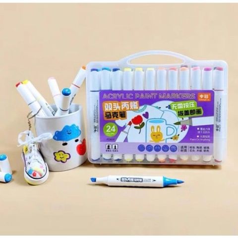 Hộp Bút Màu Vẽ Acrylic Marker Cao Cấp M05-24 (2 Đầu) (0061-Ht)